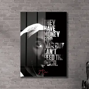 Tempered Glass Wall Art, Rapper Motivational Wall Art, Glass Wall Art, Large Art, Legend 2Pac Wall Decor, West Side Tupac Tempered Glass