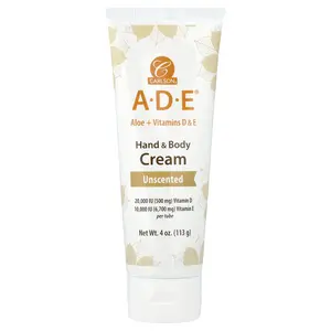 Carlson A-D-E, Hand & Body Cream, Unscented, 4 oz (113 g)