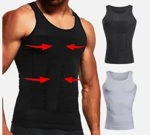 Mens Slimming Body Shaper Belly Chest Compression Vest Girdle T-Shirt Tank Top
