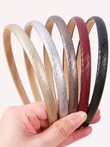 5 Pcs Fashion Retro PU Leather Snake Pattern Hairbands Headband Set, Elegant Women's Hairstyle Accessories, Daily Commute & Casual Use, Simple & Convenient
