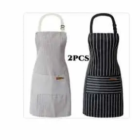 【Ready stock】Kitchen Cooking Aprons for Women and Men Adjustable Chef Apron with Pockets 2 PCs Multicolor，2 Pack Apron - Unisex, Adjustable Bib Kitchen Apron, Cooking Apron, Aprons for Women Men with Pockets, Chef Aprons Strap Cleaning White Black&Brown