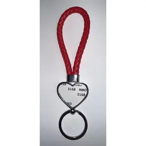 PU Strap Heart Blank Sublimation Metal Photo Keychain - Red