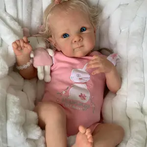 Reborn Kiss-46cm/18inch Reborn Vinyl Doll,Realistic Doll Lifelike Toy With Rooted Blond Hair,Birthday lovely Gift collection, look real life cute girl