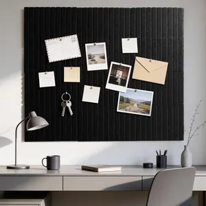 Large Felt Bulletin Board 48" x 36" with Push PINS & Wall Safe Adhesive Tabs - Modern Large Cork Board for Walls in  or Office, Versatile Felt Board Layout, Cork Board, Vision Board, Dream Board