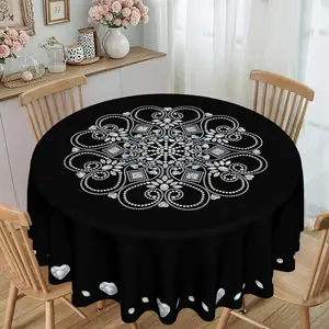 Elegant Print Round Tablecloth, Furniture Protector, Party Decor, Holiday Gift, Suitable for Hotel, Restaurant, Home