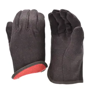 G & F Products Brown Jersey Winter Work Gloves with Red Fleece Lining