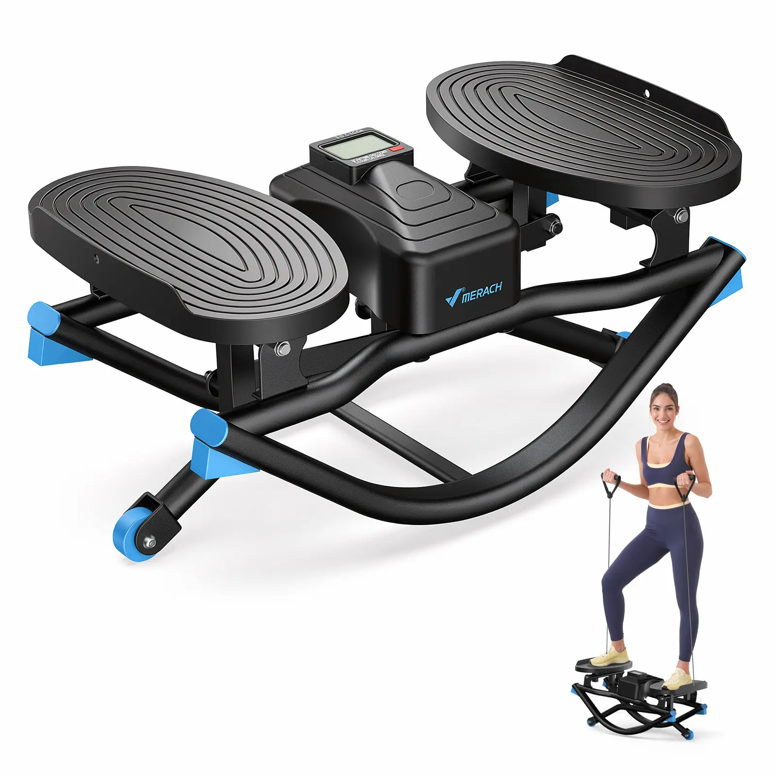 Merach Rocking Stepper Ski Machine with 3D Motion Stepper Design Side Sepper Machine for Home Workout - 330 lbs Capacity, Compact & Space-Saving Design, Built-In Counter Summervibes