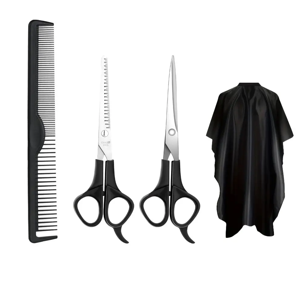 Professional Haircutting Kit, Thinning Shears, Flat Blade Scissors, Bangs Specialized Clippers, Home Use, Comb, Apron, Scissor Set, Haircut Kits