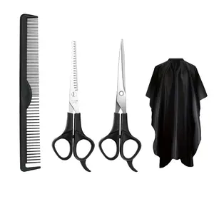 Professional Haircutting Kit, Thinning Shears, Flat Blade Scissors, Bangs Specialized Clippers, Home Use, Comb, Apron, Scissor Set, Haircut Kits