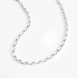 Necklace with Rhodium Plating Square Link Design Men