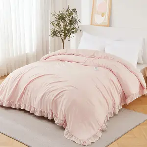 Heated Comforter Blanket, Ruffle Electric Quilt with Wireless LCD Controller, Fast Heating & Overheat Protection, ETL CERTIFIED, Machine Washable