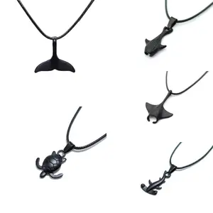 24 Inches Marine Animal Manta Shark Whale Necklace Men Choker Collar Beach Surfing Neck Accessories Pendant Jewelry Gift For Him