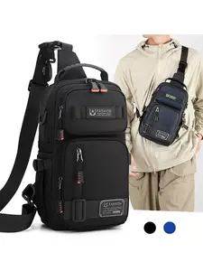 Men's Multifunctional Crossbody Bag, Lightweight Sports Chest Bag, Large Capacity Fashion Travel Pouch, Tactical Style, Daily & Outdoor Use, Casual Chest Bag, Casual Commuter Bag