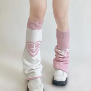 Asymmetric Knitted Star Pattern Color blocked Leg Protector, Y2K Wide Leg Socks, Over Knee Socks for Warmth JK Girls Socks, Long Leg Socks, Lolita Socks