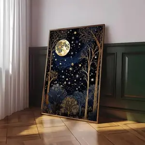 Full Moon Canvas Print: Celestial Night Sky Wall Art