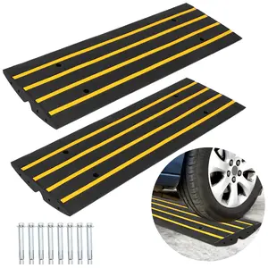 GARVEE Heavy Duty Rubber Curb Ramps: 48" Length, 50T Capacity for Cars, Trucks, and Wheelchairs - Ideal for Driveways, Doorways, and Garage Access with 2 Pack or Single Options Available.