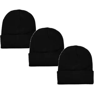 3 Pack Loose Beanie Hat Warm Versatile Cold Hat Warm Solid Color Knitted Cap Beauty & Personal Care