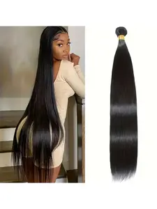 [Human Hair Bundle Straight 1 Bundle] Single Bundle Brazilian Virgin Straight Hair Human Hair Bundles 1pc Natural Color Virgin Hair Extensions 12A Human Hair Weave Unprocessed Human Remy Hair Hair Weaving for Women Daily Party Natural Black Color