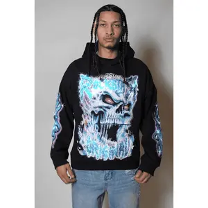 Zhane Black Rhinestone Oversized Hoodie