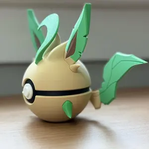 #0470 Leafeon Ball - Made to Order, Prismatic Eeveelution, High-Quality PLA, 3D Printed Pokeball Figure Decor Collector