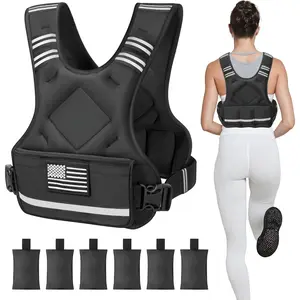 Adjustable Weighted Vest, 4-10lb/12-18lb/20-32lb Vest with 6 Ironsand Weights and Large Pocket, Weight Vest for Men Women Strength Training, Running, Walking