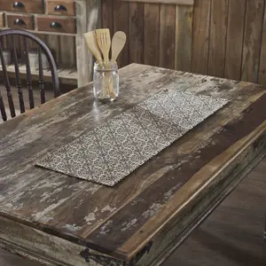 Medallion Black Tan Jacquard Table Runners