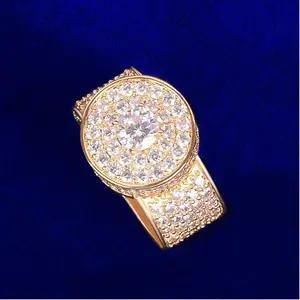 [ICE HUE]18K Gold Vacuum Plated Copper with 5A+ Sri Lanka Zircon Big Drill Ring Miami Italy Mexico & Micro Inspired for Women & Men Luxury Jewelry,Daily Wear,Casual Fashion,Gift Idea,,Classic,Hip Hop,Simple,Sporty Style