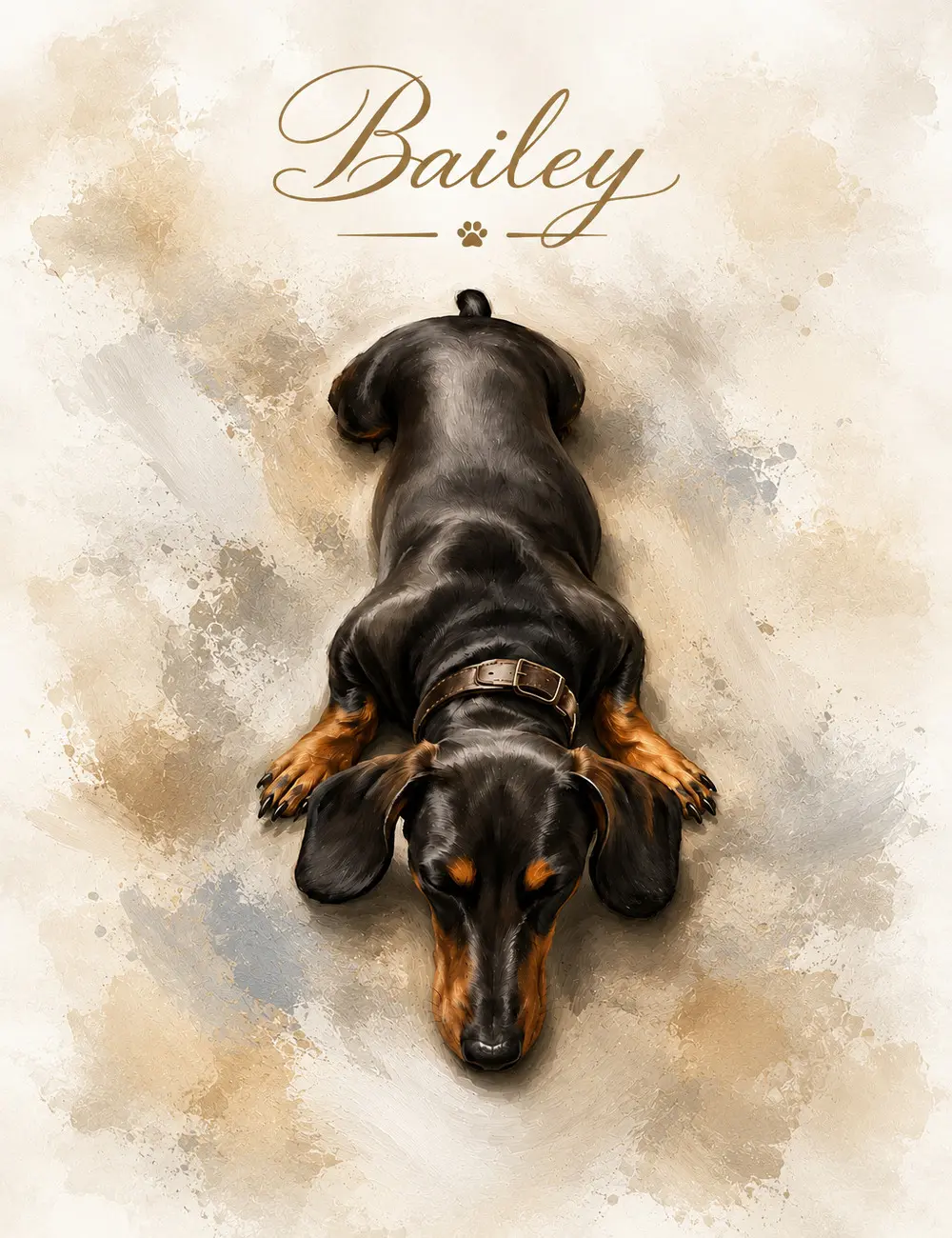 Personalized Dachshund Memorial Wall Art Custom Dog Portrait Canvas Print Pet Loss Gift Dachshund Sketch Painting Pet Remembrance Poster Custom Pet Name Canvas Dog Lover Gift Home Decor Bedroom Living Room Framed or Unframed Artwork Keepsake