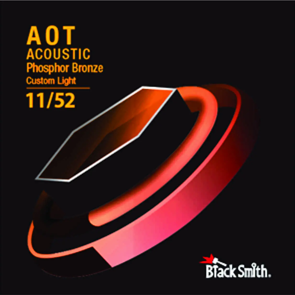 BLACKSMITH Acoustic 6 String Set, Nano-Carbon Coated Phosphor Bronze - Custom Light 011 - 052