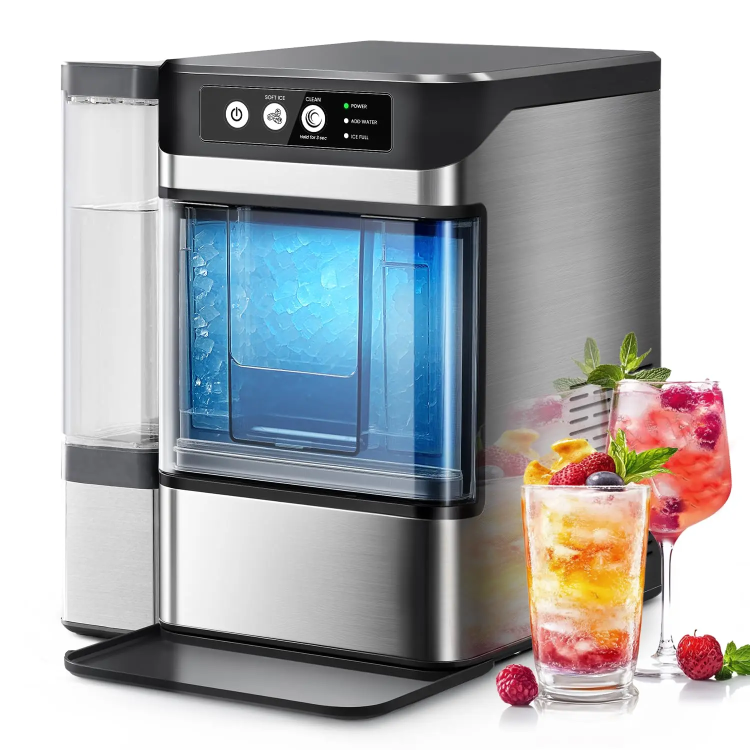 Countertop Nugget Ice Machine - Countertop-Fit, Rapid Release, Large Capacity, Self-Cleaning, 1-Click Operation