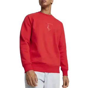 PUMA Mens Scuderia Ferrari Race Shield Logo Crew Neck Long Sleeve Sweatshirt Casual - Red