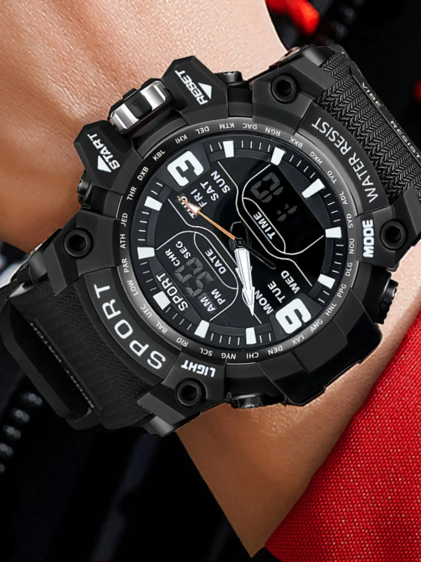Top New Trendy Fashion High Aesthetic Unisex Teen Multifunctional LED Large Dial Outdoor Waterproof Sports Digital Watch Wristwatch Luminous Quartz Watch Sporty Waterproof Watch