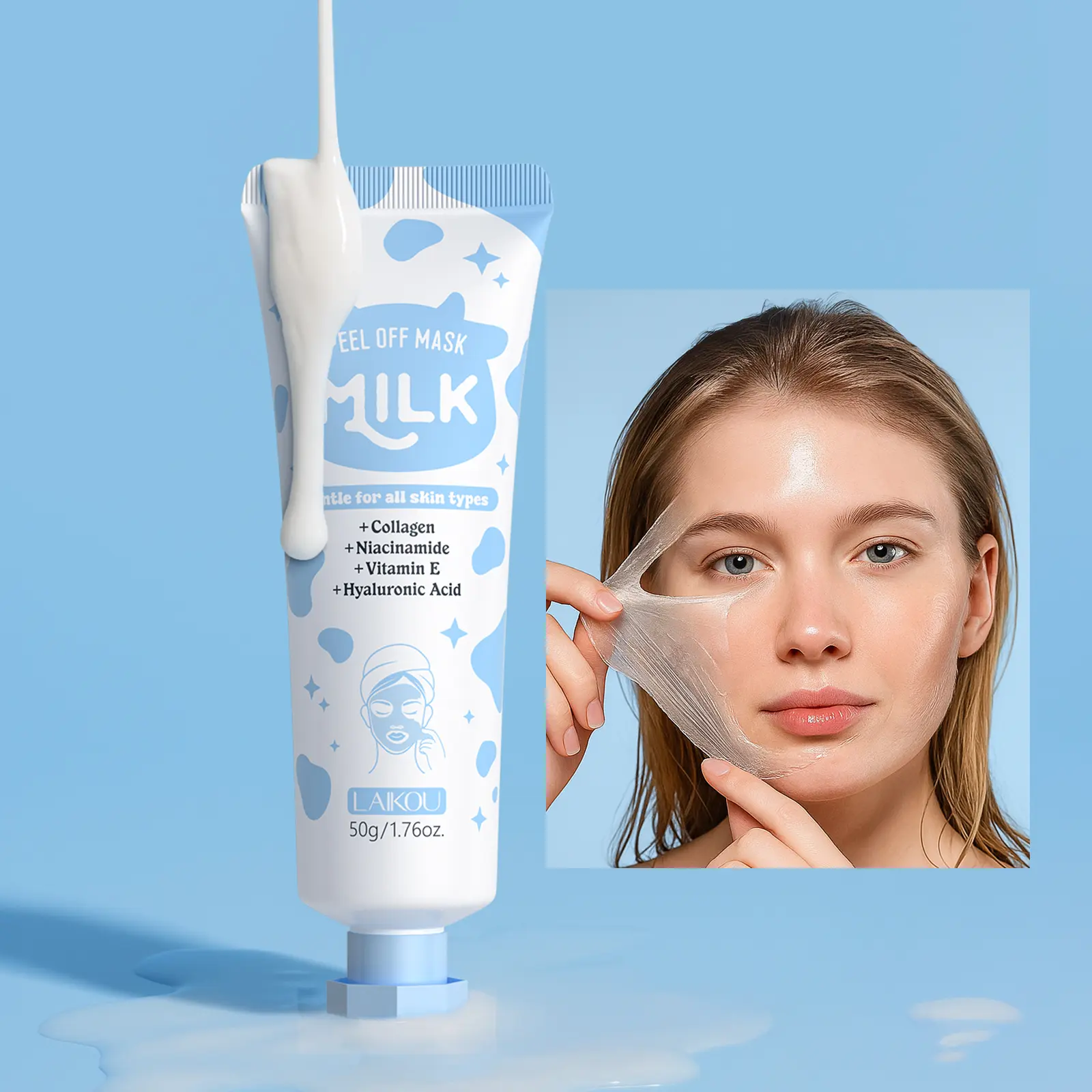 Laikou Milk Peel-Off Mask 50g, Moisturizing Facial Skin Mask Face Mask Peel Off
