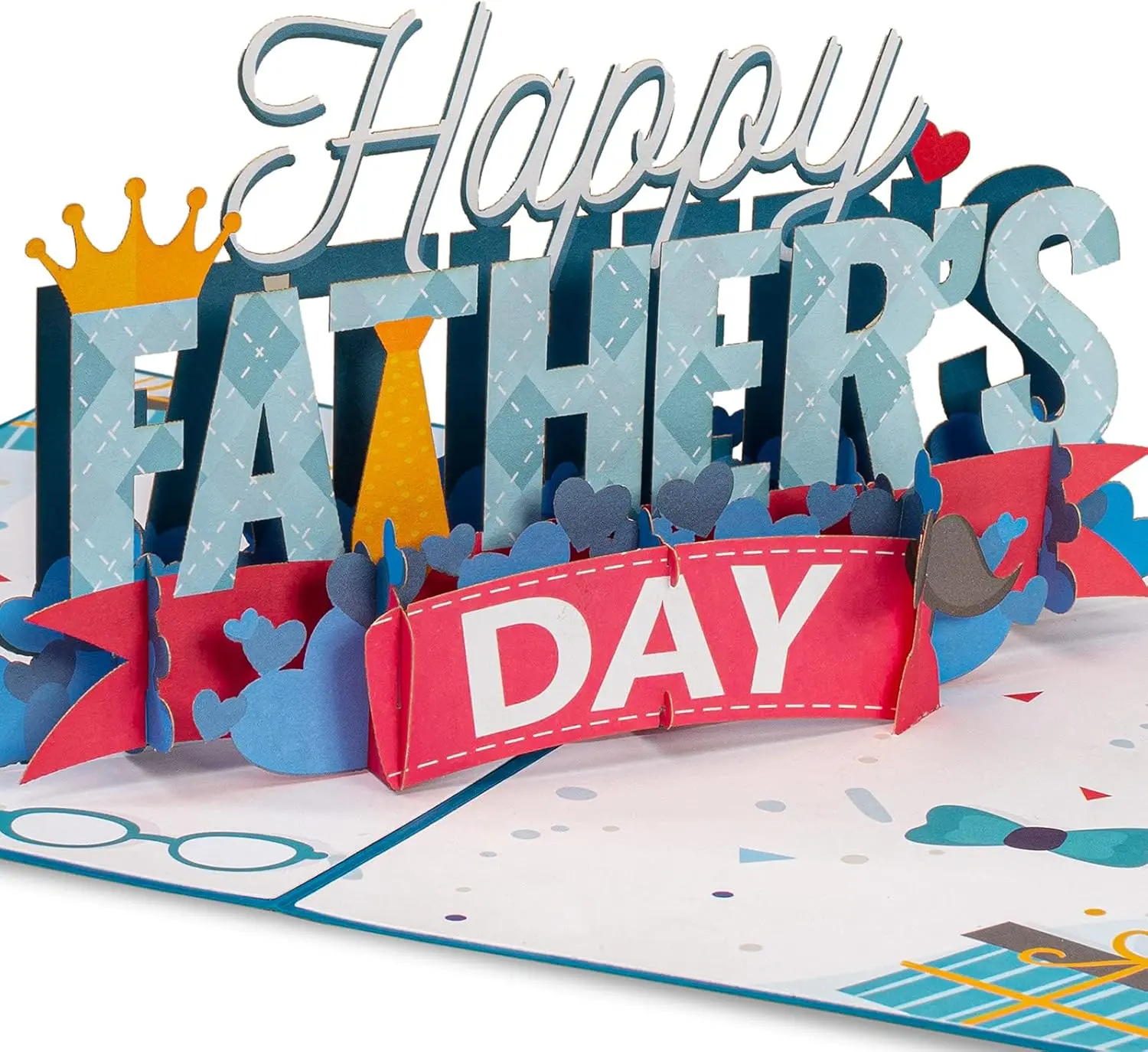 Fathers Day Gift Happy Fathers Day Pop Up Card, Gift For Dad, Husband, Son, Anyone - 5" x 7" Cover - Includes Envelope and Note Tag