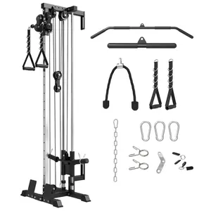 MIKOLO Wall-Mount Cable Crossover Machine with Dual Pulley & 18 Adjustable Positions for Home Gym Fitness Lat Pulldown System Lat Pulldown BarMIKOLO