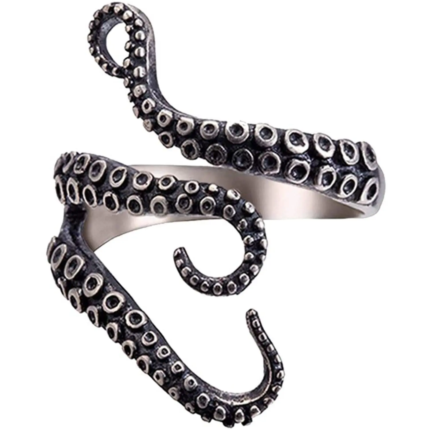 FLORIDECO Vintage Octopus Decor Crochet Tension Ring - Punk Style Ring, Adjustable Band, Unisex Underwater Theme Jewelry for Daily Wear, Adjustable Rings,summerwins