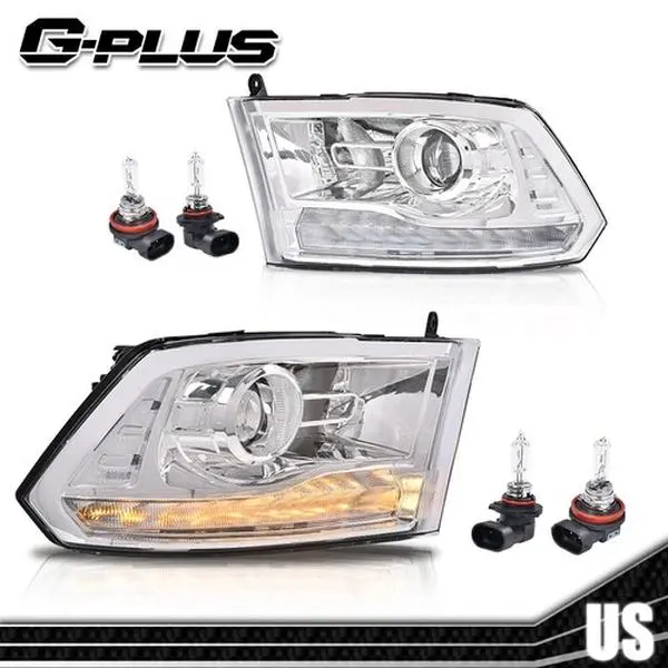 G-PLUS Headlights for 2013-2018 Dodge Ram 1500 2500 3500 Chrome LED DRL Projector Headlights New, Led Front Lights, Car Exterior Upgrade