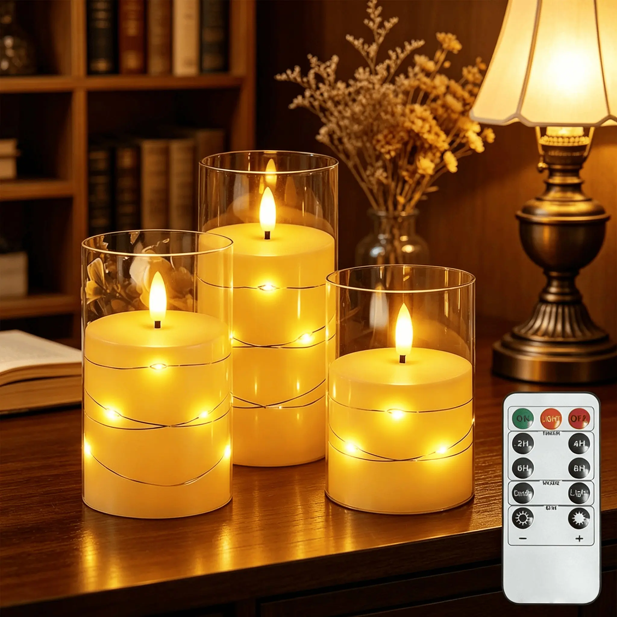 3pcs Flameless LED Candles, Realistic Dancing Fire Effect, Ivory Pillar Candles, Battery Powered, Safe & Non-Toxic, Energy Efficient, Elegant Design, Indoor Decorative Light, Decorative Ambiance Lighting