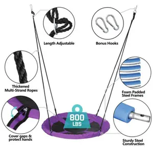 Answer E 40'' Saucer Tree Swing Set Round Web Net Adjustable for Kids Outdoor Swing