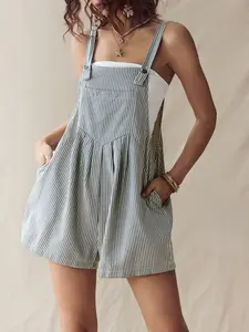 Women's Casual Sleeveless Striped Romper, Perfect for Daily Commute and Parties, Comfortable and Stylish One-Piece