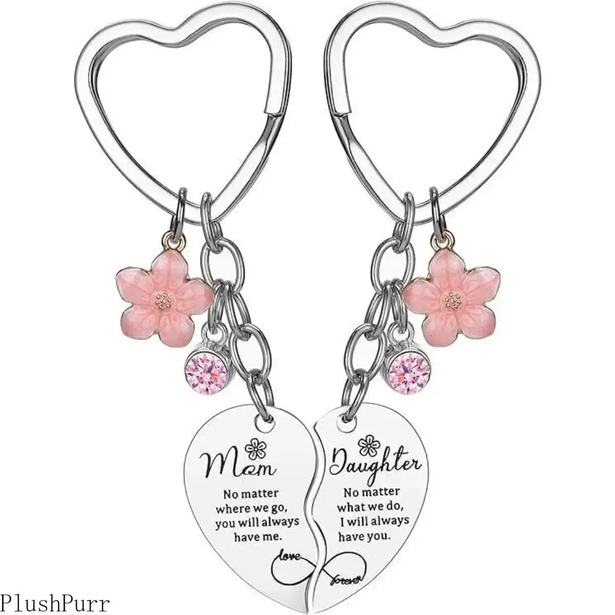 Sports & Outdoor Premier League Fan Shop 2-Piece Mother-Daughter Heart-Flower Matching Keychain Set - Heart Design Keychains, Mother’s Day Gift from Daughter, Heart Design Keychain, Matching Keychains tiktokshopbacktoschool