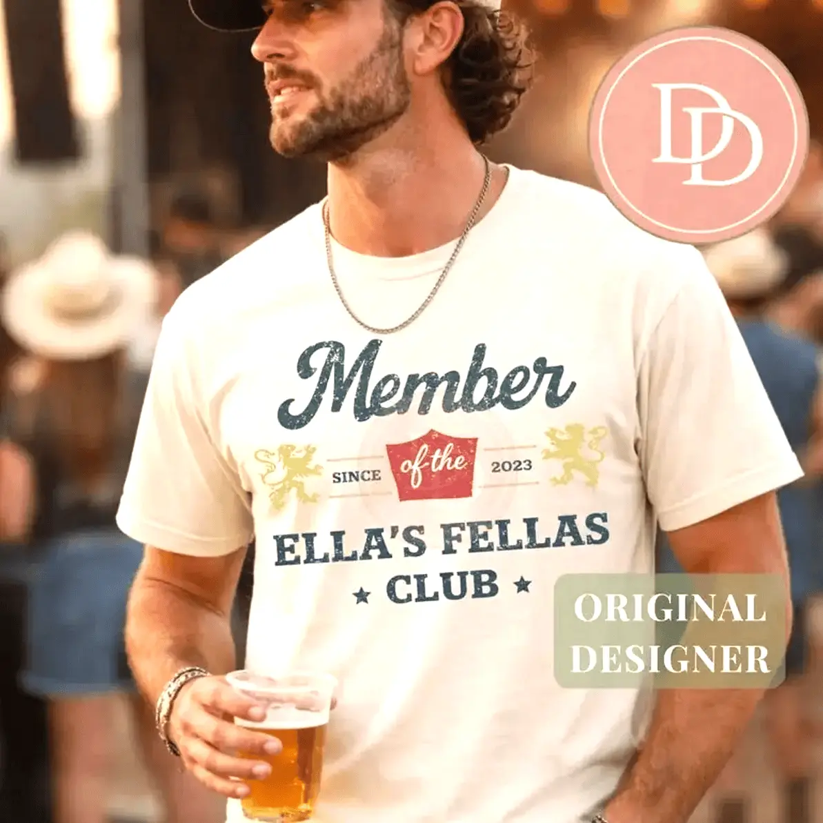 Women's Short-Sleeve Round Neck Ellas Fellas Club Graphic T-Shirt - Casual Western Country Concert Top, Vintage Rodeo Music Fan Unisex Oversized Cotton Tee, Shortsleeve