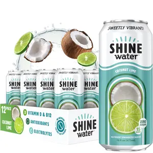 ShineWater Coconut Lime Flavored Vitamin Enhanced Water - 12 Pack, Zero Sugar, Low Calorie, Plant-Based, Electrolyte Drink, Gluten-Free, Kosher, Made in USA