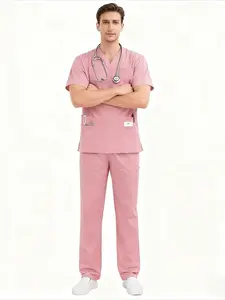 2Pcs Mens Scrubs Collection Premium Quality Short Sleeve Tops And Pants Comfortable Breathable M-edical Workwear Uniforms For Nurses Doctors And D-entists