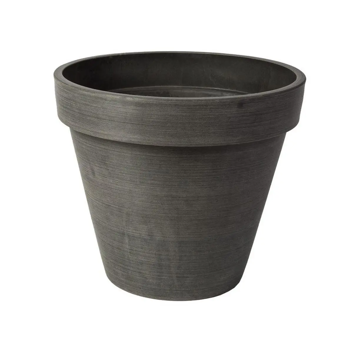 212 MAIN Valencia Large Textured Charcoal Round Banded Portable Garden Planter Pot - 12x14x14 in, Outdoor Use, Drainage Hole with Removable Plug, Recycled Plastic, UV-Resistant, 4.5 lbs, Portable Garden Planters, Flower Pots & Planters