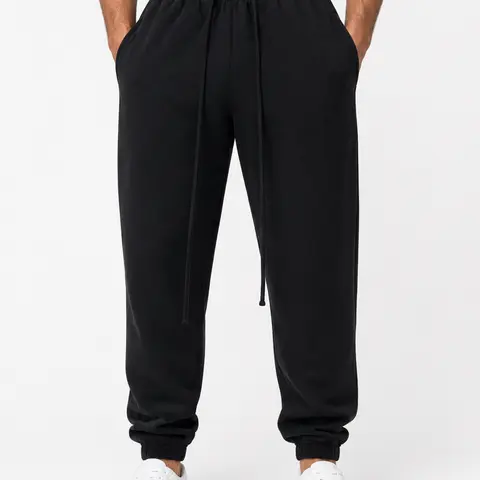 22 Men's 80% Cotton Baggy Cut Streetwear Joggers - Loose-Fit Stretch Black Sweatpants for Gym, Lounge, Casual Athletic Joggers, Sweatpants