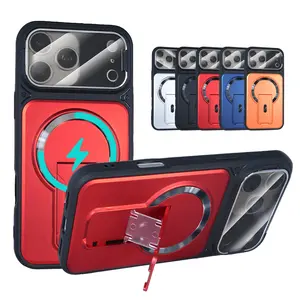 For iPhone 17 16 15 14 13 12 Pro Max Magnetic Multifunctional Lens Protection Case with Invisible Stand & Camera Protection