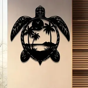 Turtle & Beach Pattern Wall Art, Tropical Metal Wall Decor, Wall Art Decoration, Wall Art Decor for Home Living Room Bedroom Office, Ornaments