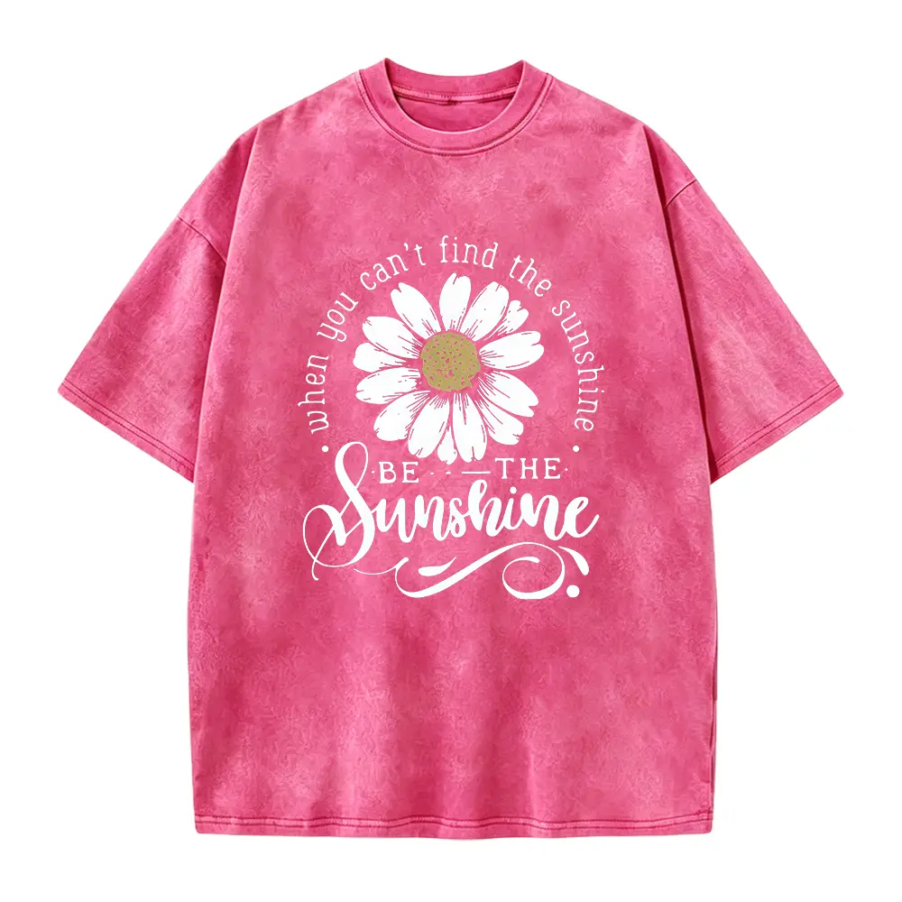 Soft And Comfortable Women'S Daisy Print T-Shirt - Casual Crewneck T-Shirt with Inspirational Quote "Be The Sunshine" - Lightweight Blend, Machine Washable, Suitable for Casual Wear, All-Season Wear