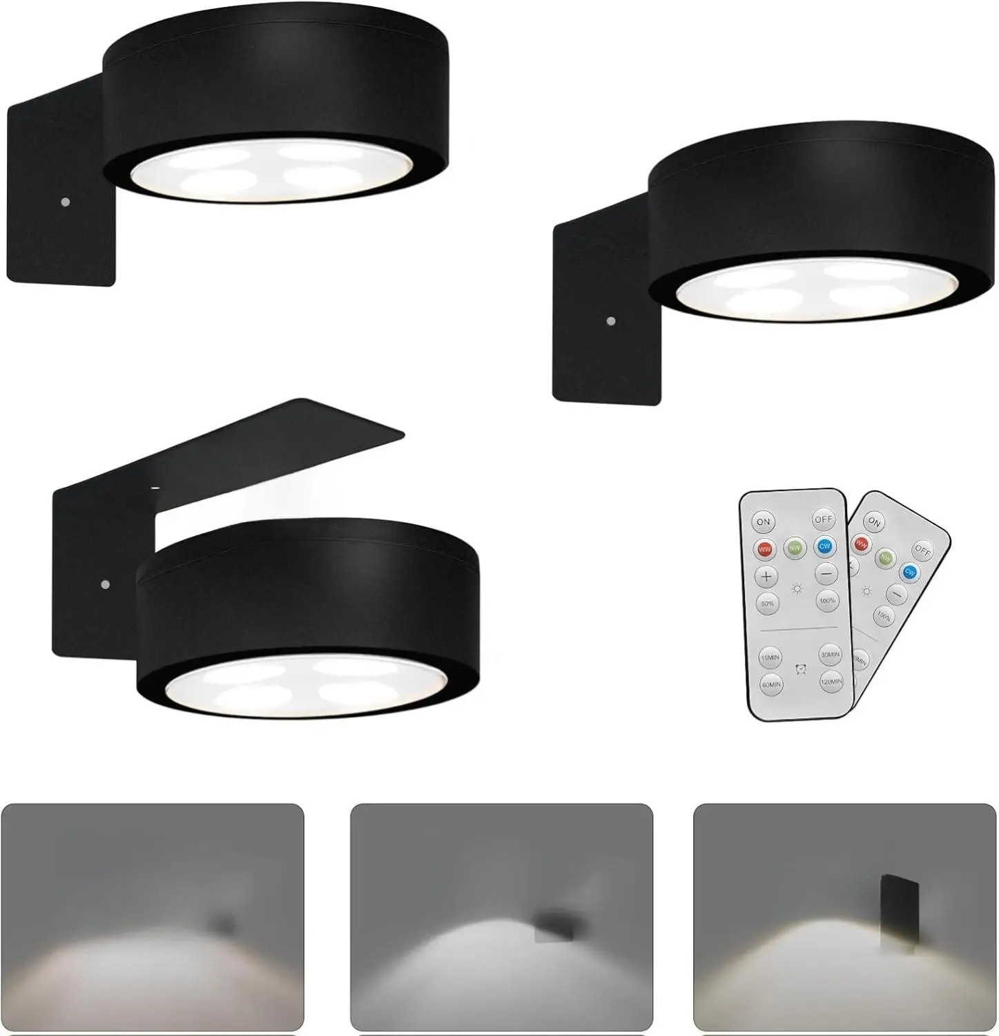 [New deal] - 3-Pack Battery Operated Picture Light Magnetic Painting Light with 3 Lighting Modes,Remote and Dimmable Timer Art Display Light for Picture Artworking Frame Portrait,Wireless Wall Decor Puck Lights